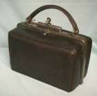 Gladstone Leather Lady's Traveling Bag with All Contents:  Perfume Bottles, Manicure Set, Mirrors, and Notebook with History ... from England