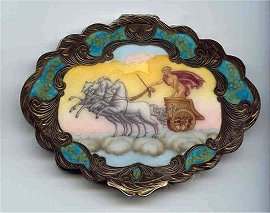 Italy Sterling Vermeil Figural Compact Chariot of the Gods