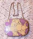 Fabulous Elginite Vanity Purse with Deco Bubble Design in Purple and Beige
