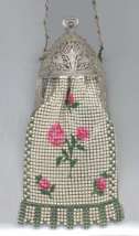 Whiting and Davis Sweetheart Roses Mesh Purse with Unique Openwork Bowed-Out Frame