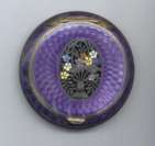 Rich Purple Enamel Guilloche Sterling Silver Compact from Austria