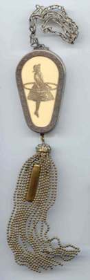 Sweet Vanity Purse Featuring Young Girl with Hoop, Jeweled Tassel with Lipstick - Earlier Piece