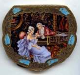 Figural Romantic Couple at the Piano with Faux Turquoise Trim in Italian Sterling Vermeil