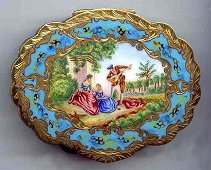 Italy Sterling Vermeil Figural Romantic Couple Compact