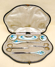 Sterling Silver Enamel Guilloche Manicure Set