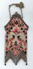 Figural Mandalian Mesh Purse with Birds of Paradise and Rare Double Fringe
