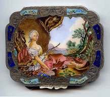 Italy Sterling Vermeil Figural Compact Goddess Artemis (Diana)