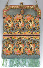 Micro-Beaded Paisley with Ornate 2-Sided Enameled Frame