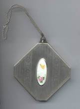 BUTTERFLY Enamel Guilloche Vanity Purse/Compact