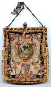 Fabulous RARE Micro-Petitpoint Austrian Purse with Jeweled and Enameled Frame