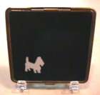 Figural  	   Scottie Dog Compact w/White Scottie on Jet Black