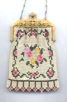 Very Rare Style Whiting and Davis Cross-Stitch Mesh with Filigreed Brass Frame