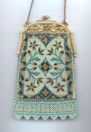 RARE Style Mandalian Teal Enameled Mesh Purse - MINT Condition